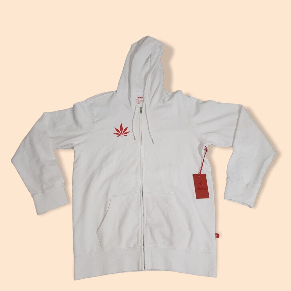 Medmen Men's 3XL White 100% Cotton Full Zip Hoodie‎ Jacket New W/ Tag MSRP $89